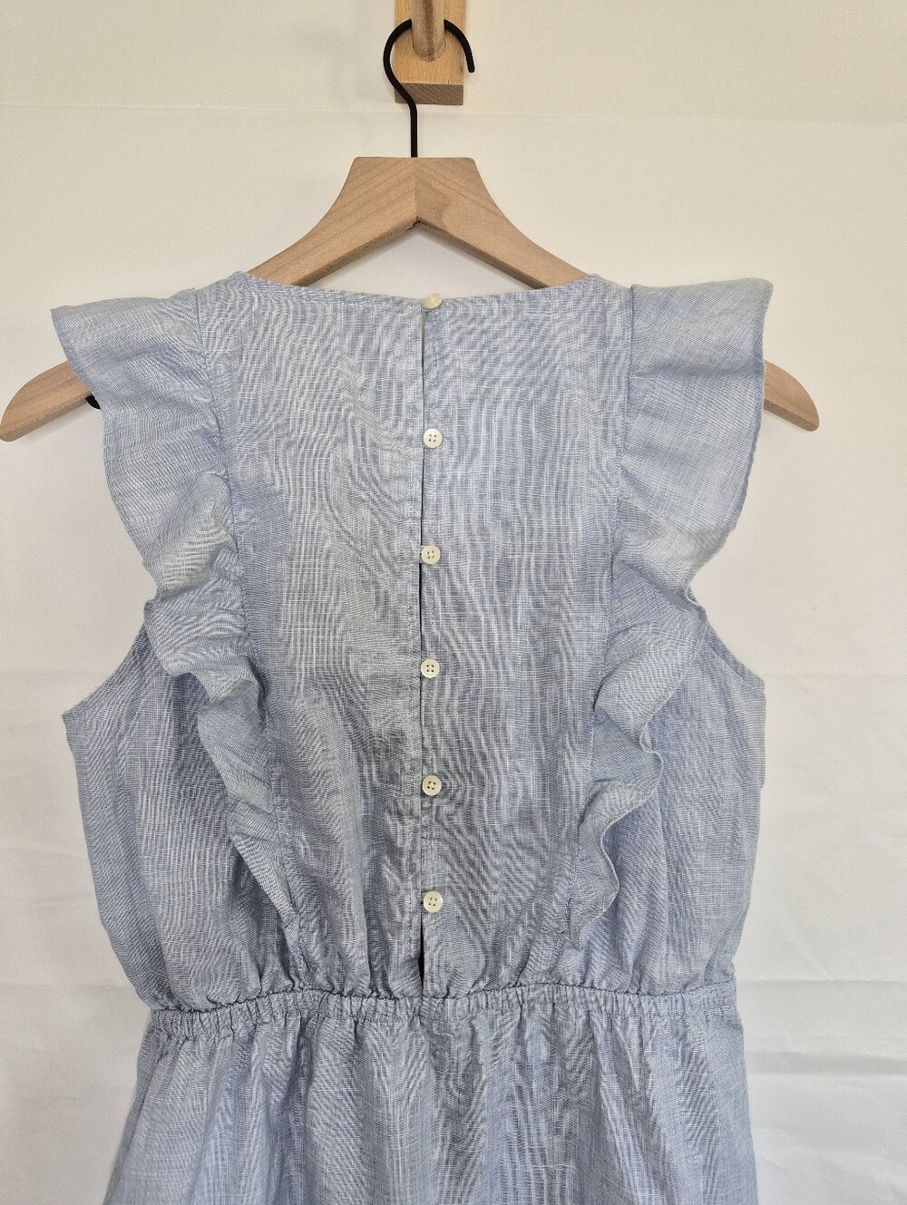 Madewell Belleflower Ruffle Dress Light Blue Cotton Size 4 - Picture 10 of 12